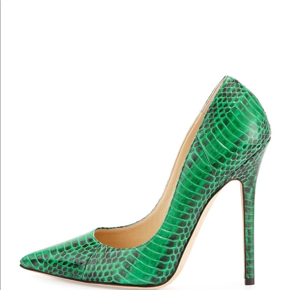 Jimmy Choo Anouk Emerald Green Snake Pump